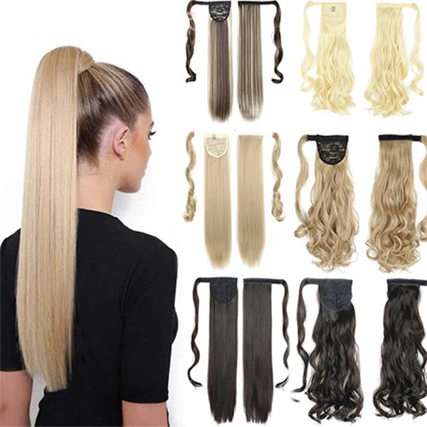 Long Straight Clip-In Wrap Ponytail Extension – Heat Resistant Synthetic Hair